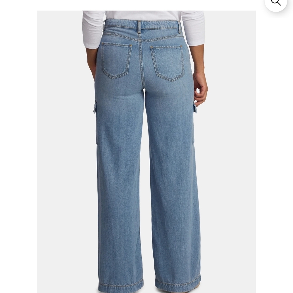 Time and Tru Women's Blue Wide Leg Cargo Jeans - Picture 5 of 8
